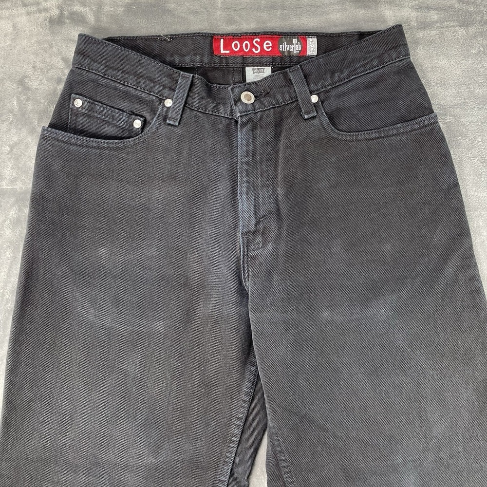 Vintage 90s Men 30x34 Fits 30x29 Levi's Silvertab Loose Fit Jeans Black Made USA - Picture 2 of 13